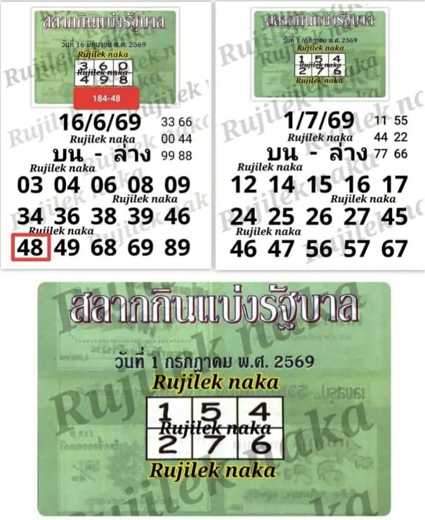 หวยปกเขียว 1/7/69