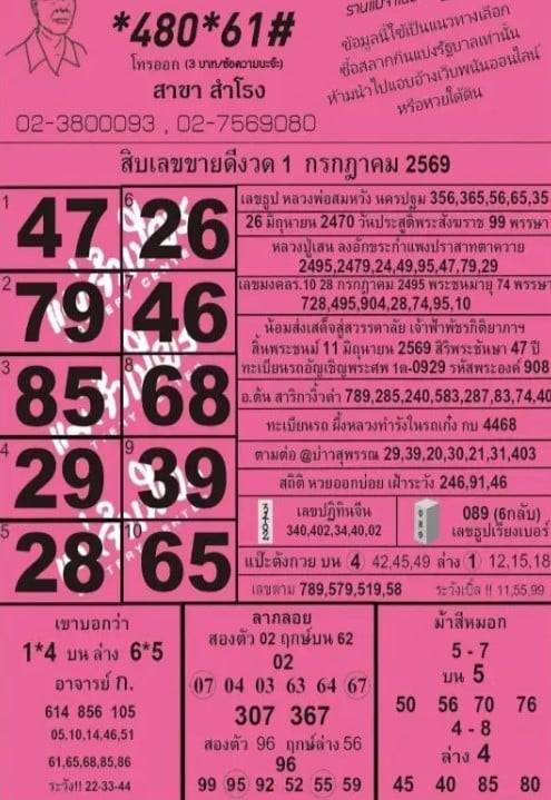 หวยแม่จำเนียร 1/7/69