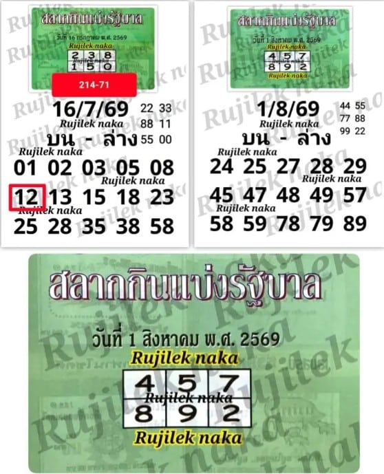 หวยปกเขียว 1/8/69