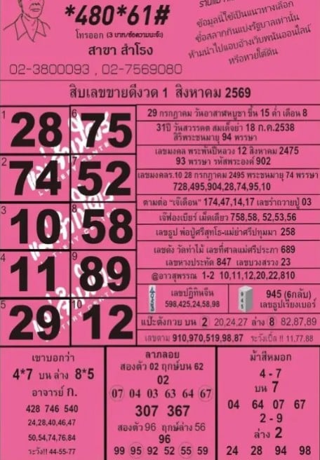 หวยแม่จำเนียร 1/8/69