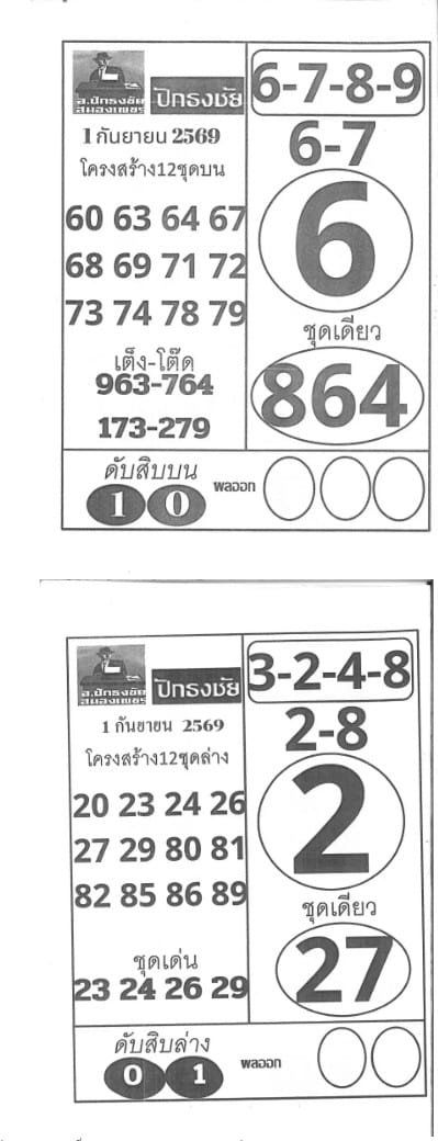 เลขปักธงชัย 1/9/69