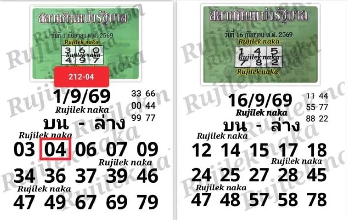 หวยปกเขียว 16/9/69