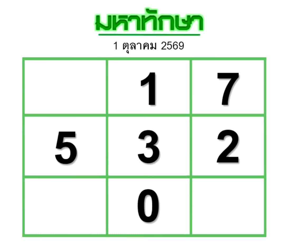 หวยมหาทักษา 1/10/69