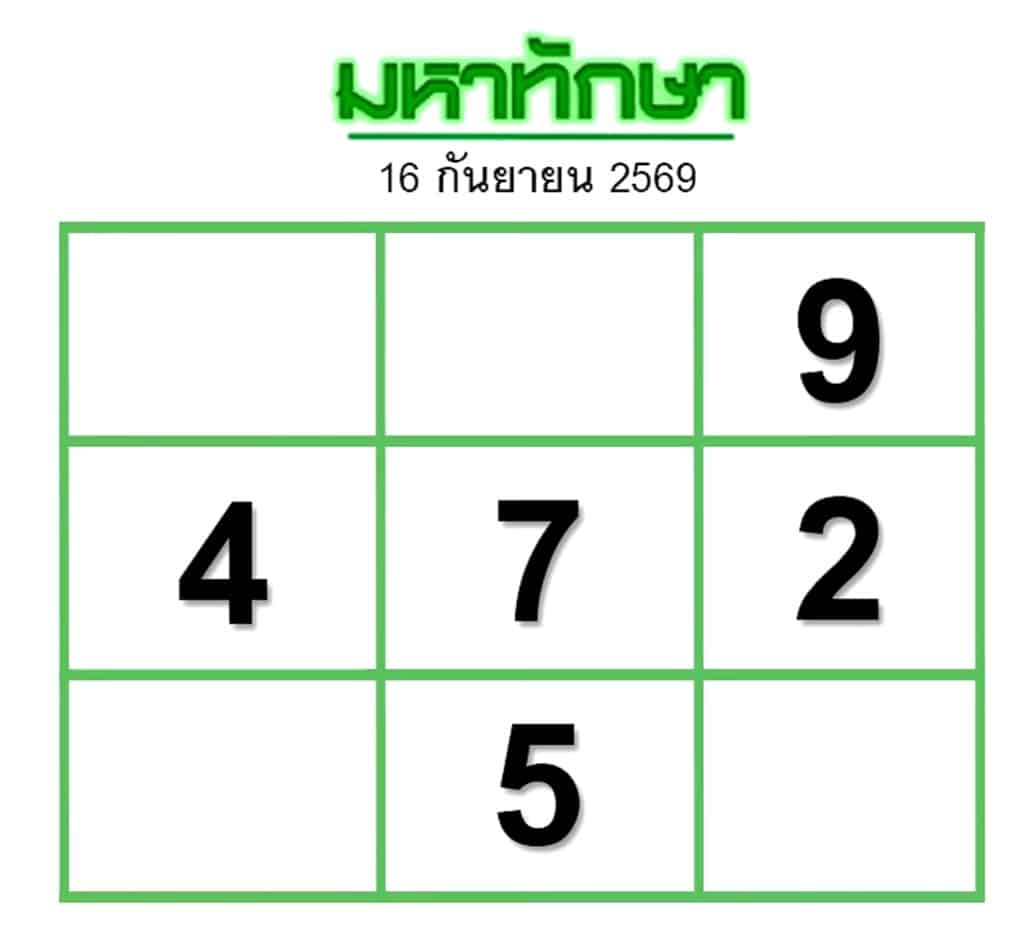 หวยมหาทักษา 16/9/69